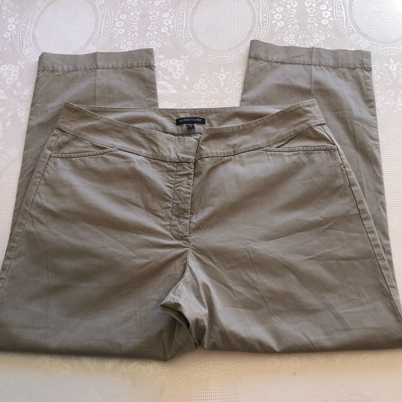 Eileen Fisher Chino Tan/Khaki Cropped Capri Straight Pants Women’s Size 12 - Picture 15 of 15
